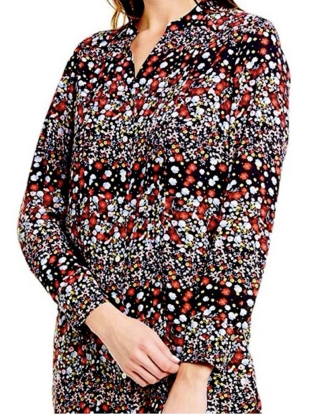 Nanette Lepore Navy Blue Cornflower Candy Print tunic size s